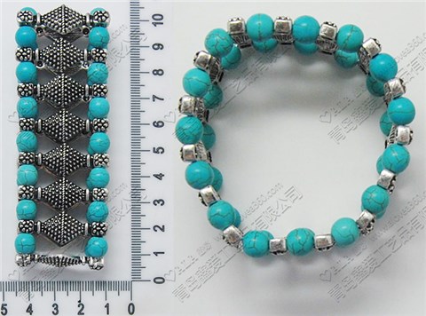 裂纹土耳其蓝色珠子复古系列弹力手链