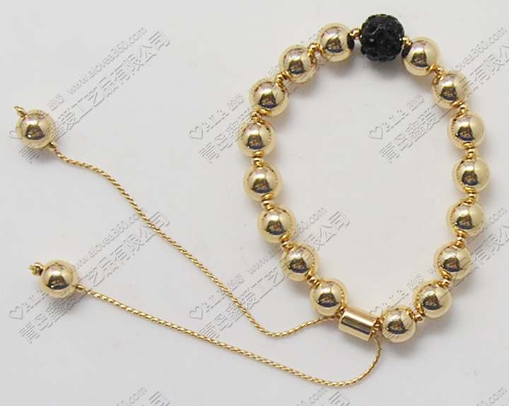 光面圆形金属珠子可调节尺寸扣时尚手链