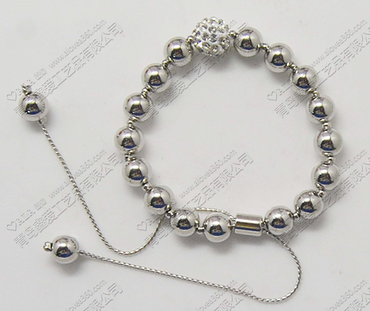 光面圆形金属珠子可调节尺寸扣时尚手链