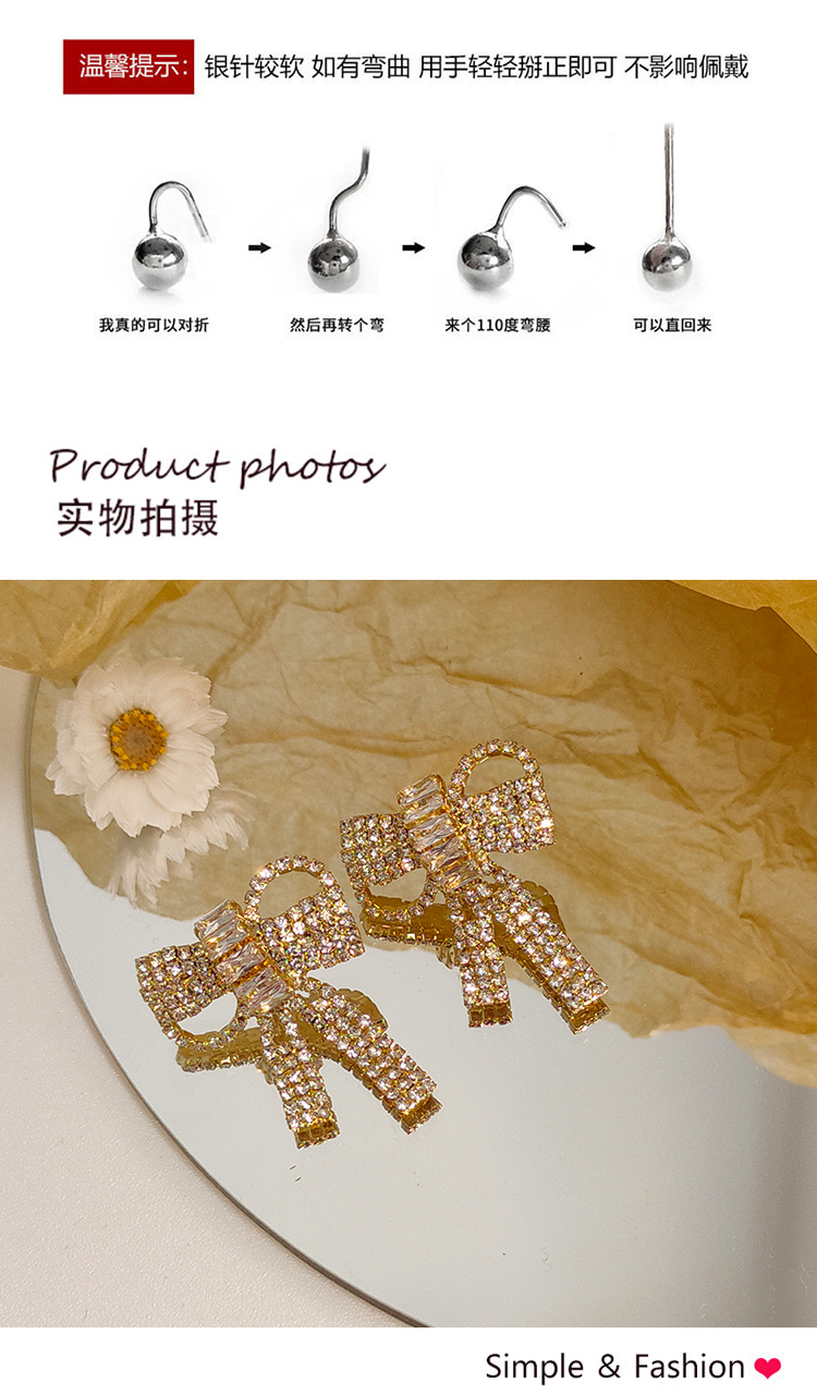 仙女气质满钻蝴蝶结耳钉批发