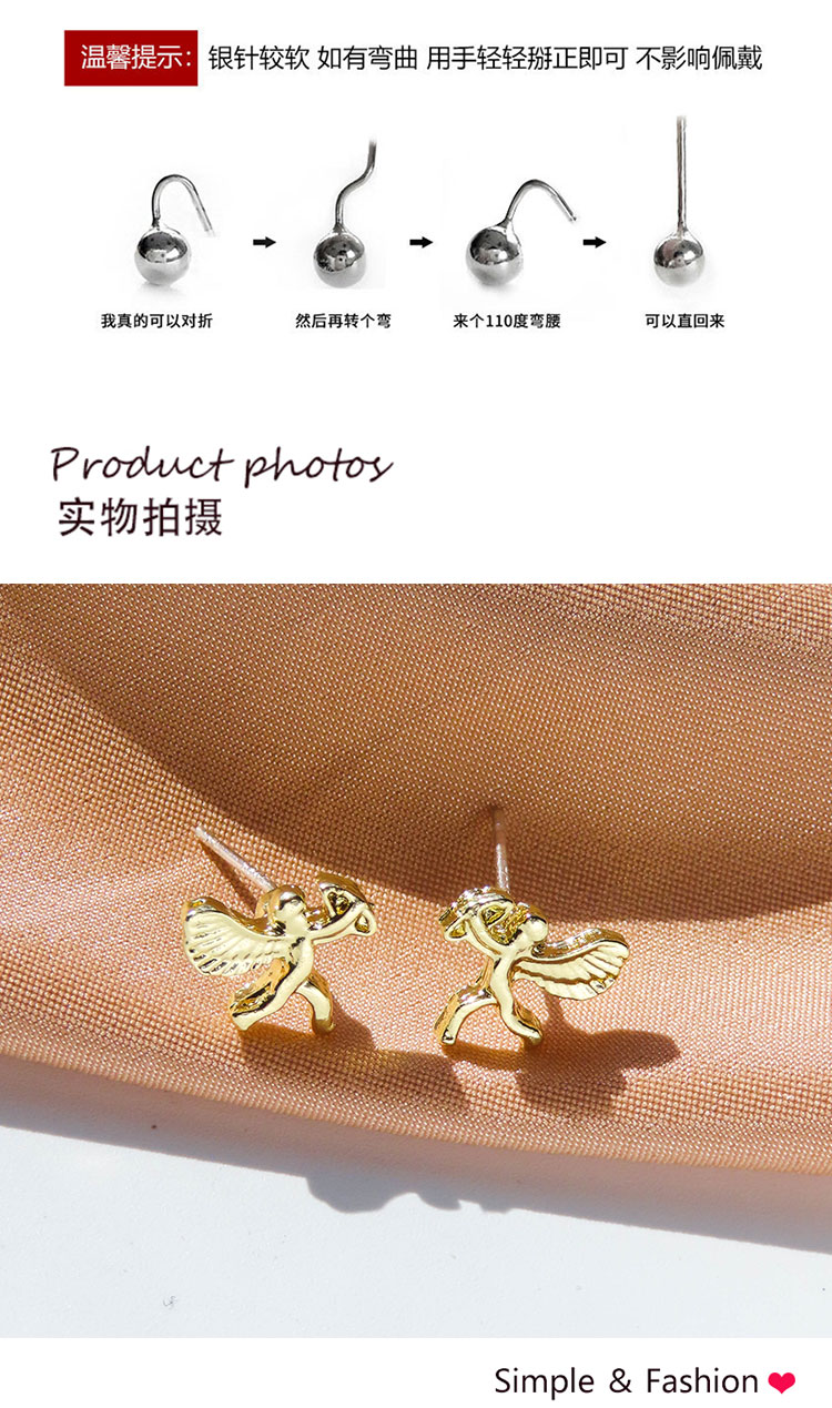可爱小巧气质小天使耳钉批发