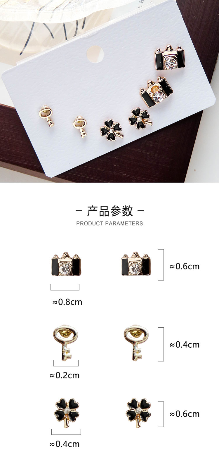饰品工厂多对相机四叶草耳钉